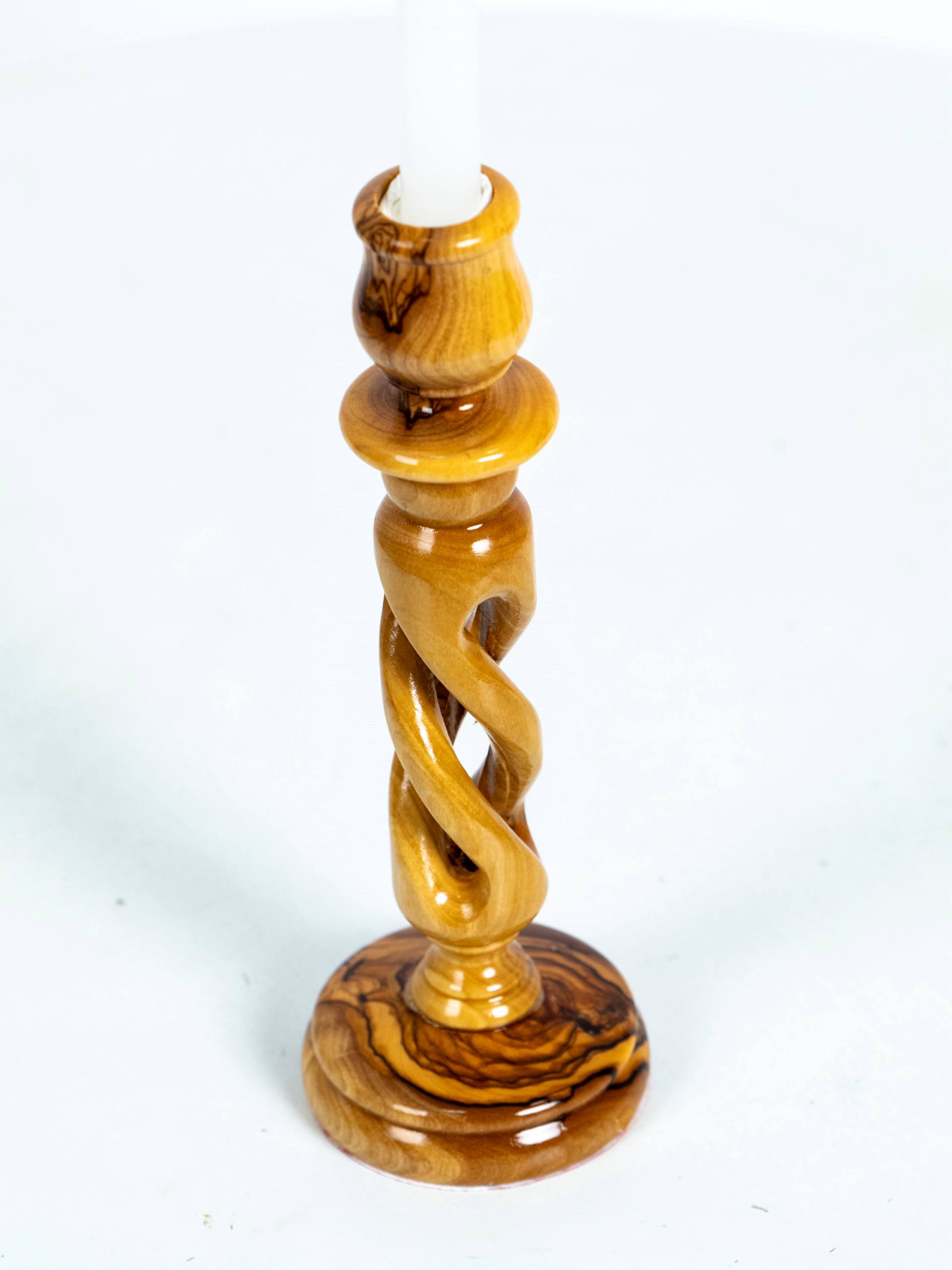 Kerzenhalter aus Olivenholz - 2-teiliges Kerzenständer Set