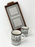 Handgefertigtes Kaffee-Set aus Palästina mit 2 Keramikbechern und Serviertablett