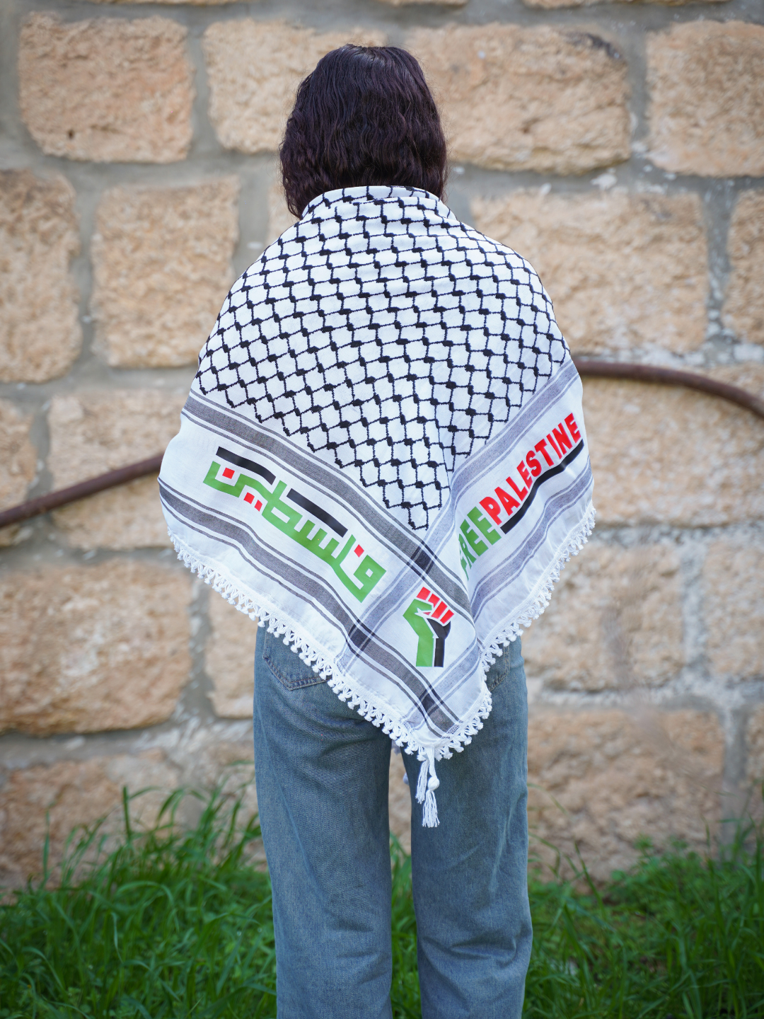 Free Palestine Kufiya - Keffiyeh with Solidarity Prints