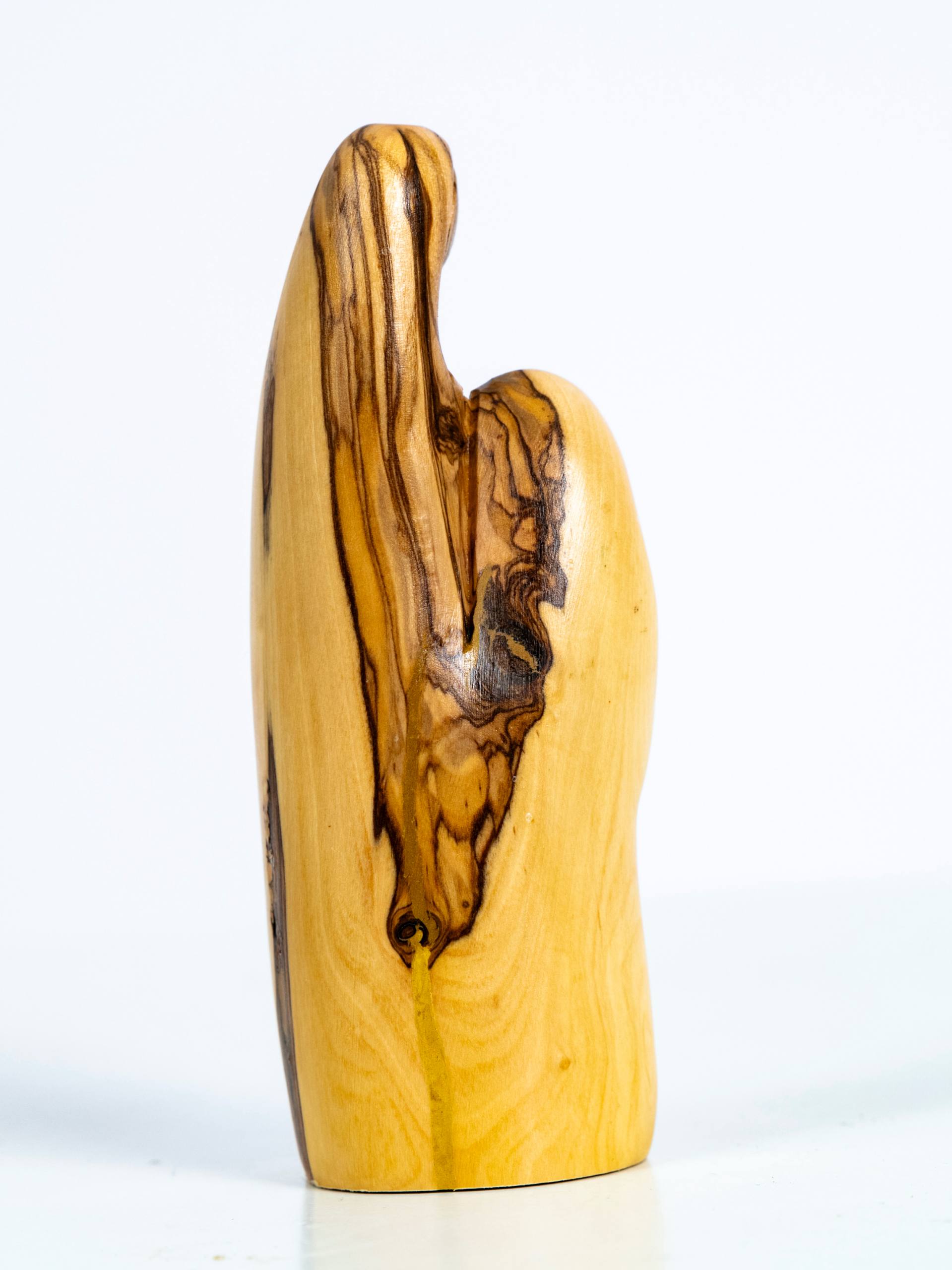 Ansicht Figur Heilige Familie aus Olivenholz von hinten