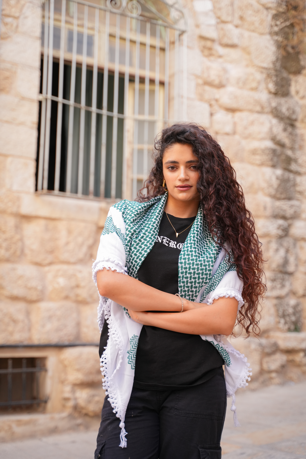 Die Klassische Kufiya - Original aus Palästina in grün