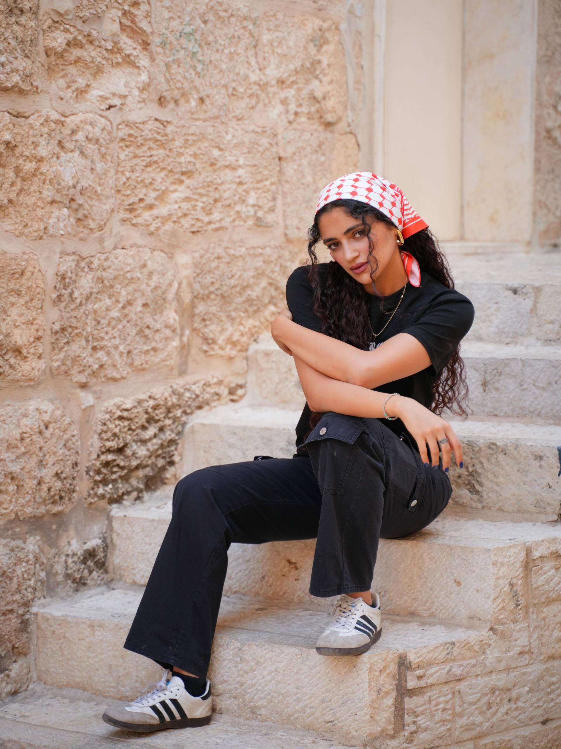 Kufiya Bandana aus Palästina in Rot-Weiß