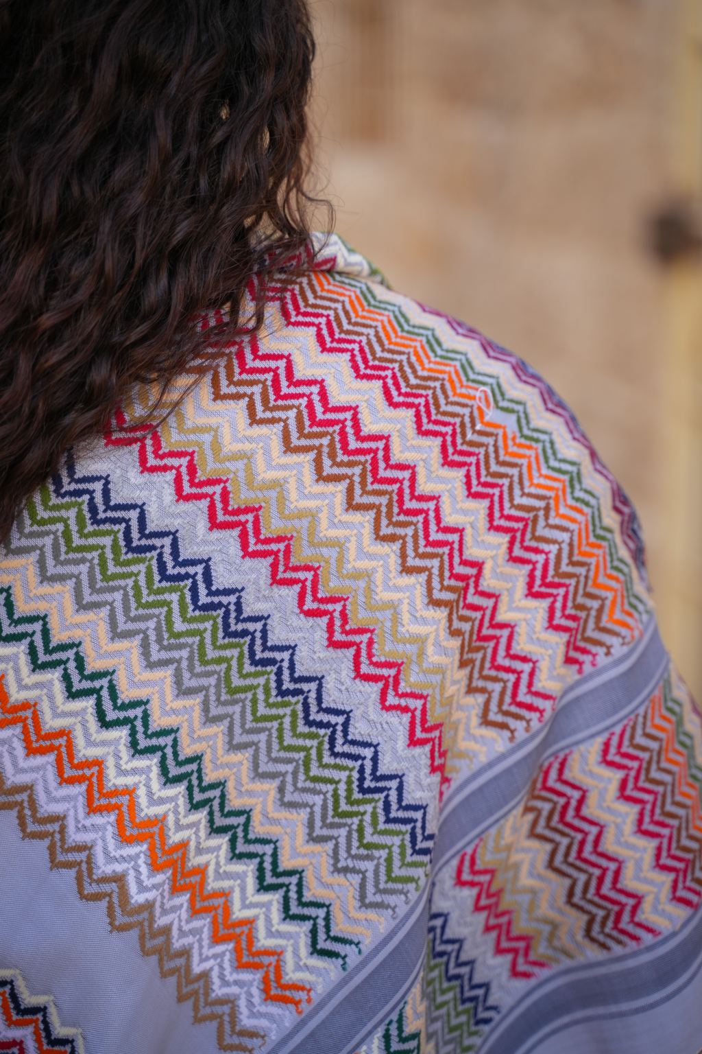 Webmuster im Detail der Gaza Kufiya - handgefertigt in Palästina